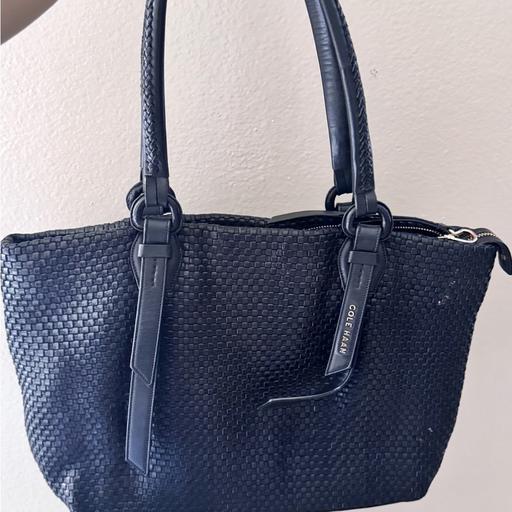 Cole Haan Black Woven Shoulder Bag